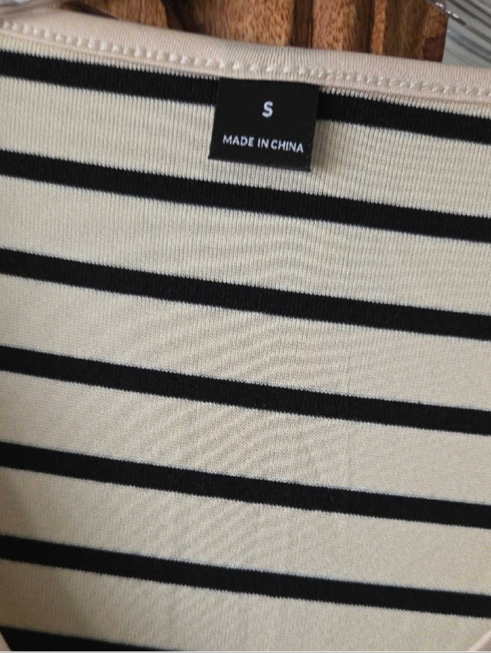 Women's Striped V-Neck Side-Tie Top - Cream/Black - Picture 6 of 6